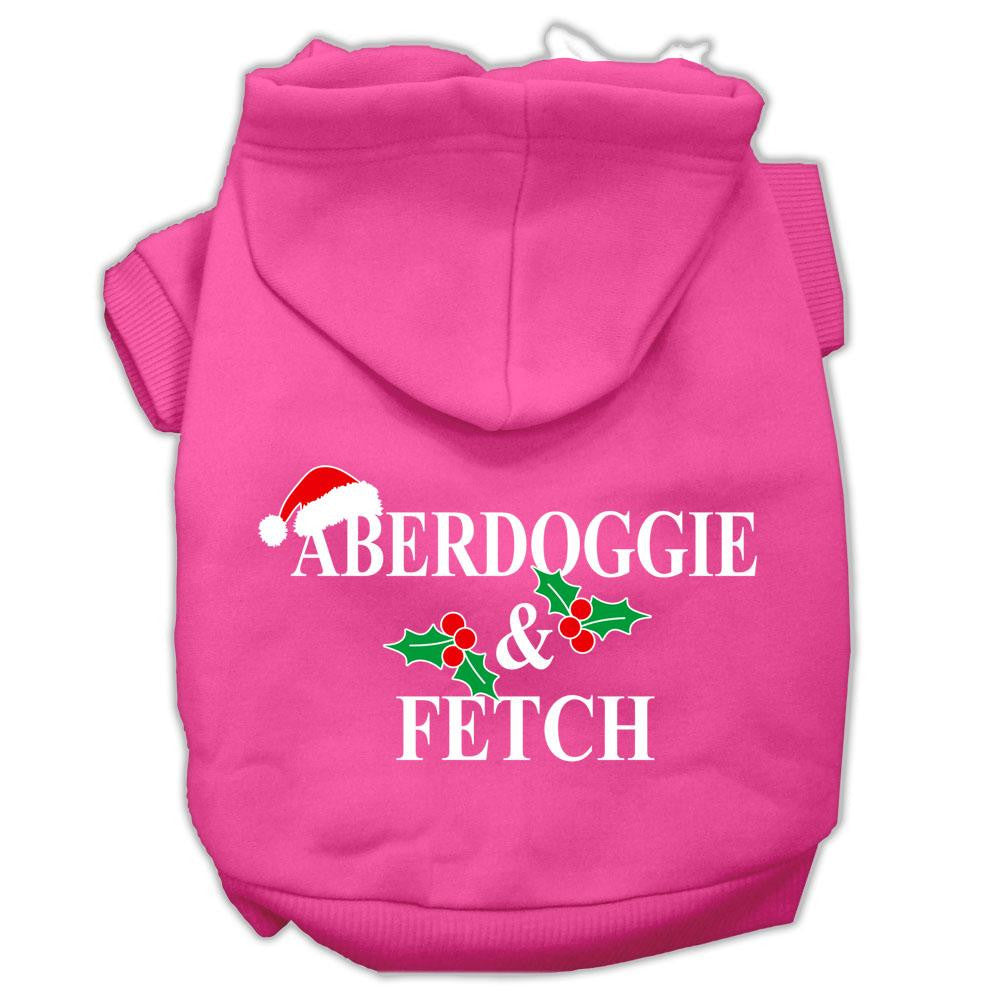 Aberdoggie Christmas Screen Print Pet Hoodies Bright Pink Size XS (8)