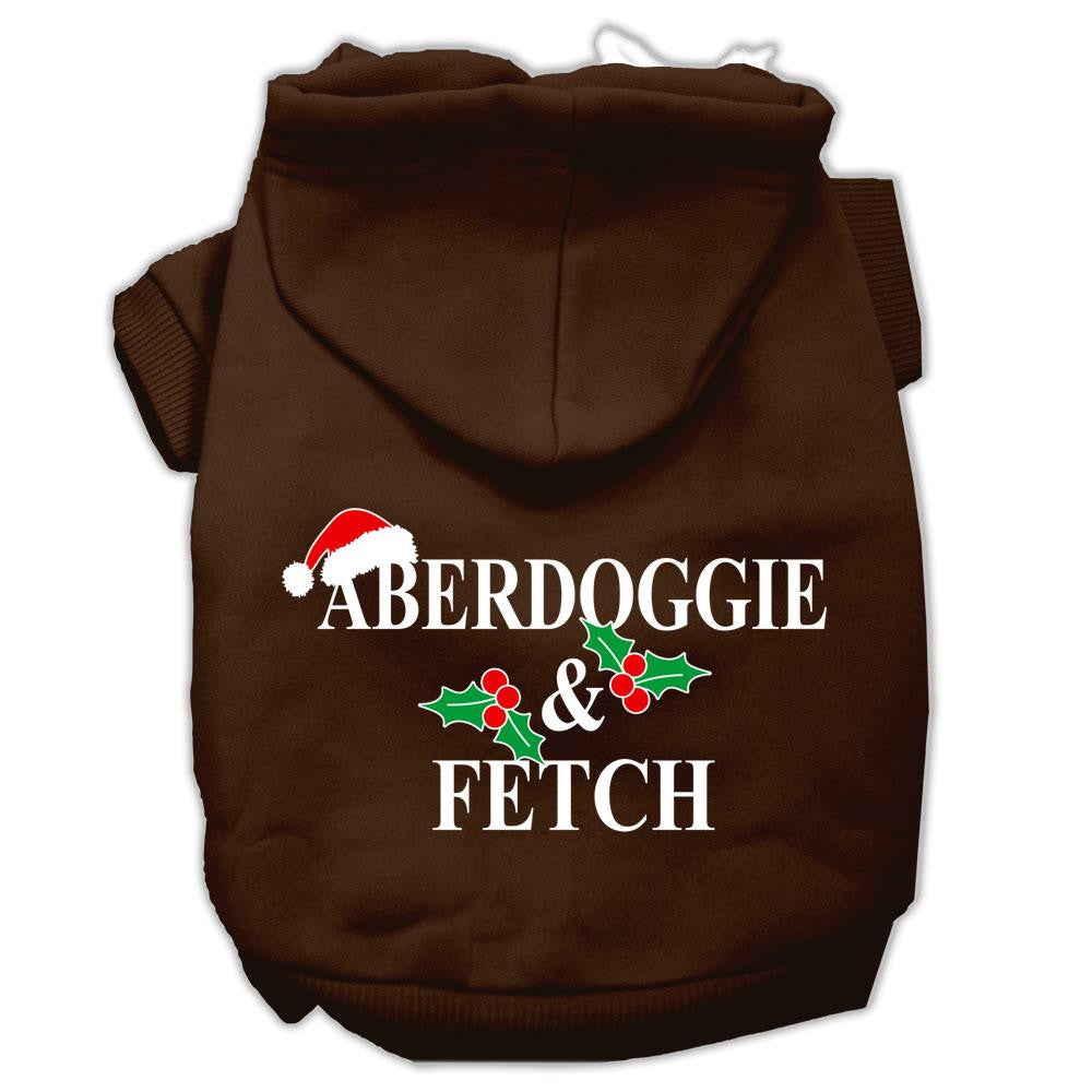 Aberdoggie Christmas Screen Print Pet Hoodies Brown Size XS (8)