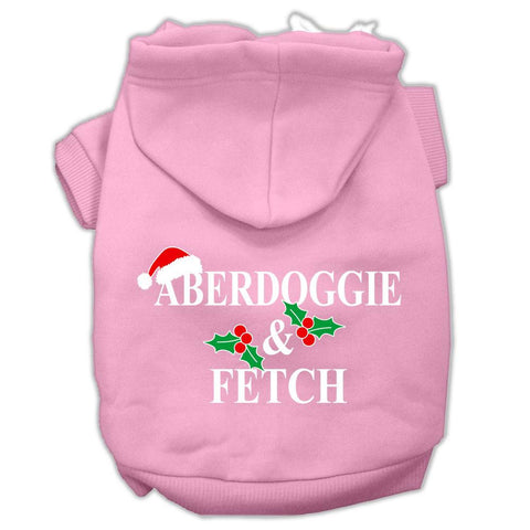 Aberdoggie Christmas Screen Print Pet Hoodies Light Pink Size Xs (8)