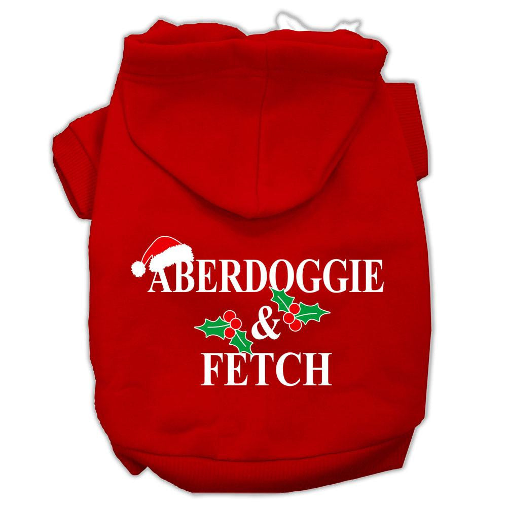 Aberdoggie Christmas Screen Print Pet Hoodies Red Size XS (8)