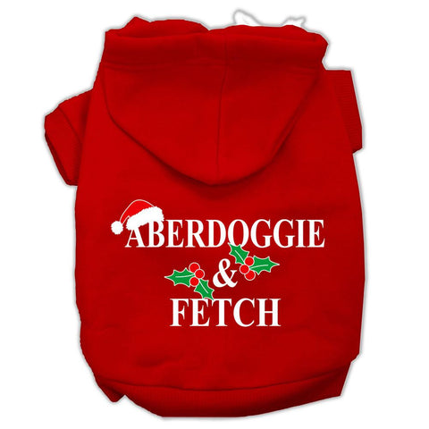 Aberdoggie Christmas Screen Print Pet Hoodies Red Size XS (8)