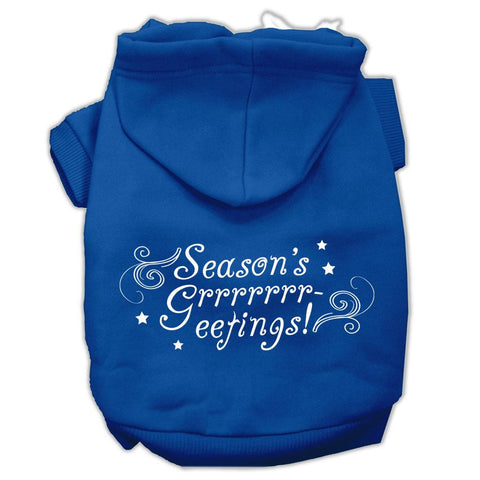 Seasons Greetings Screen Print Pet Hoodies Blue Size L (14)