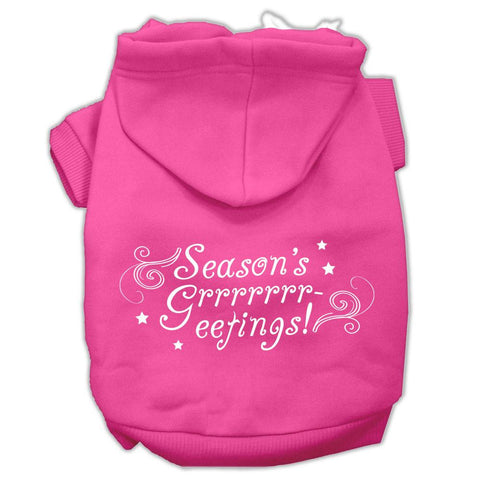 Seasons Greetings Screen Print Pet Hoodies Bright Pink Size L (14)