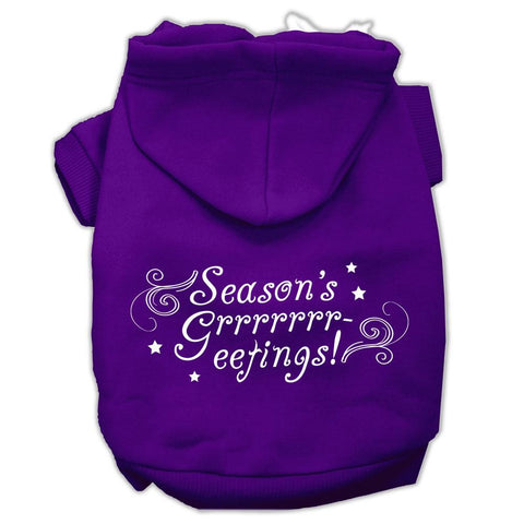 Seasons Greetings Screen Print Pet Hoodies Purple Size M (12)