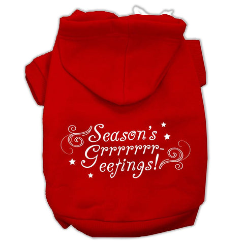 Seasons Greetings Screen Print Pet Hoodies Red Size S (10)