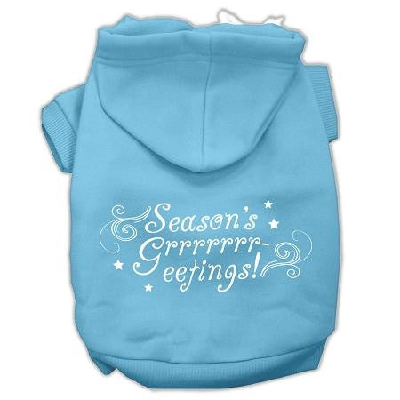 Seasons Greetings Screen Print Pet Hoodies Baby Blue Size Xs (8)