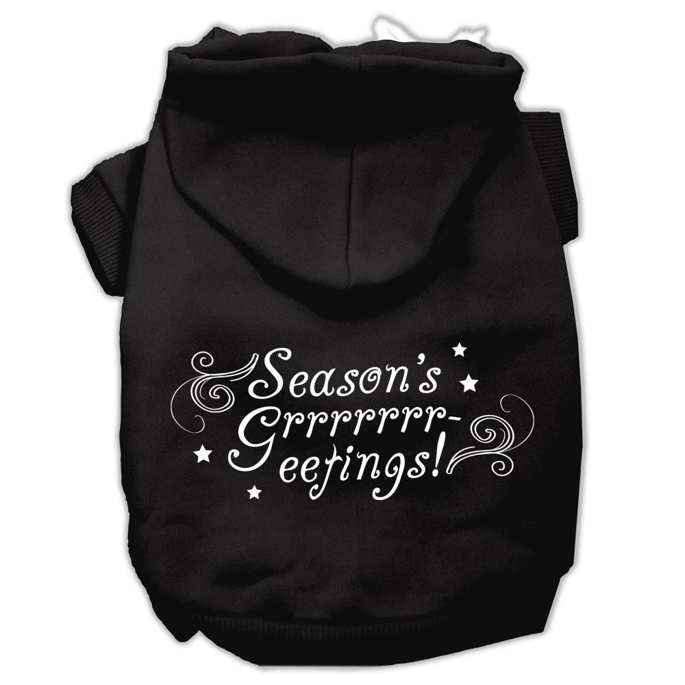 Seasons Greetings Screen Print Pet Hoodies Black Size XS (8)