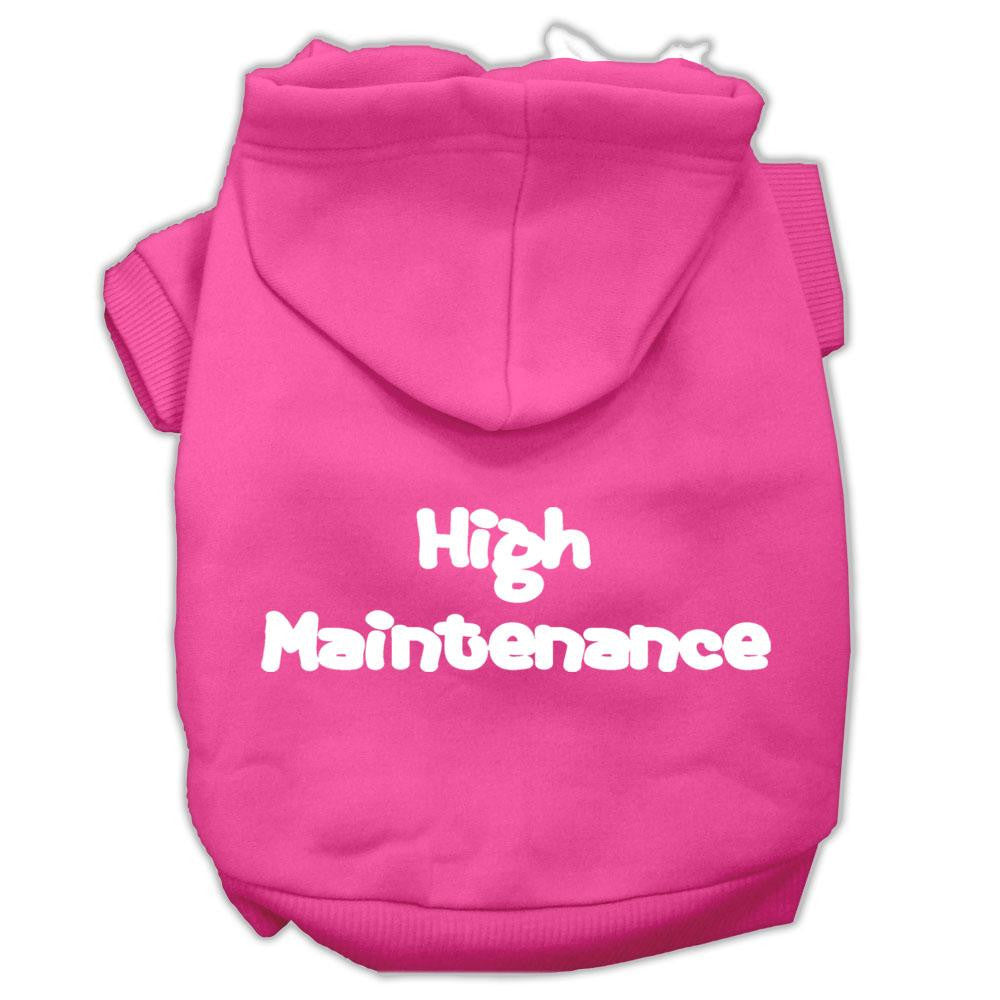 High Maintenance Screen Print Pet Hoodies Bright Pink Size L (14)