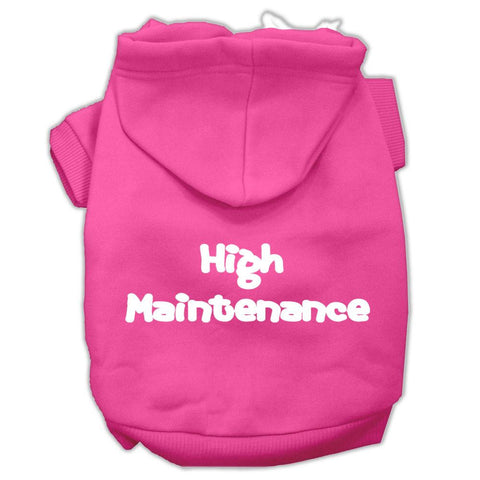 High Maintenance Screen Print Pet Hoodies Bright Pink Size L (14)