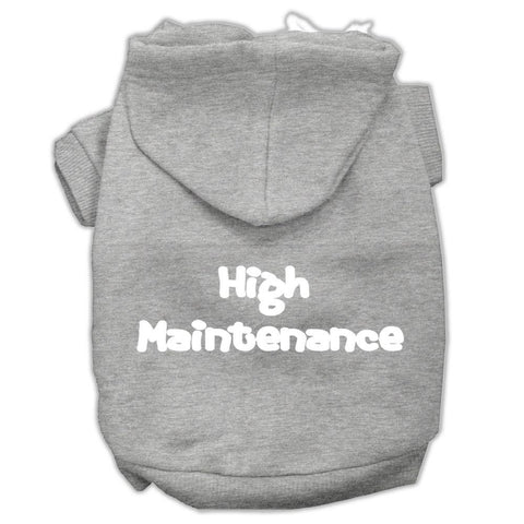 High Maintenance Screen Print Pet Hoodies Grey Xl (16)