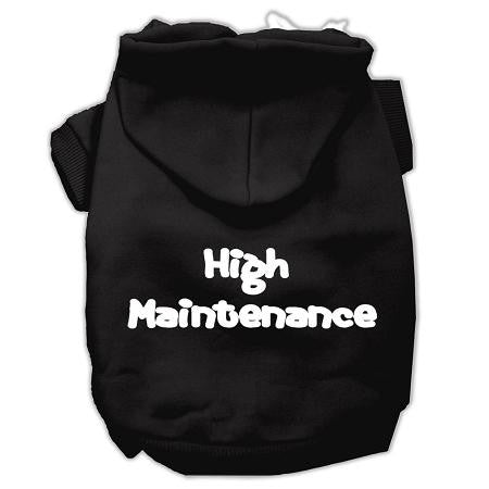 High Maintenance Screen Print Pet Hoodies Black XS (8)