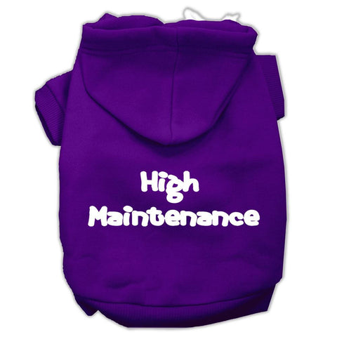 High Maintenance Screen Print Pet Hoodies Purple Size XS (8)