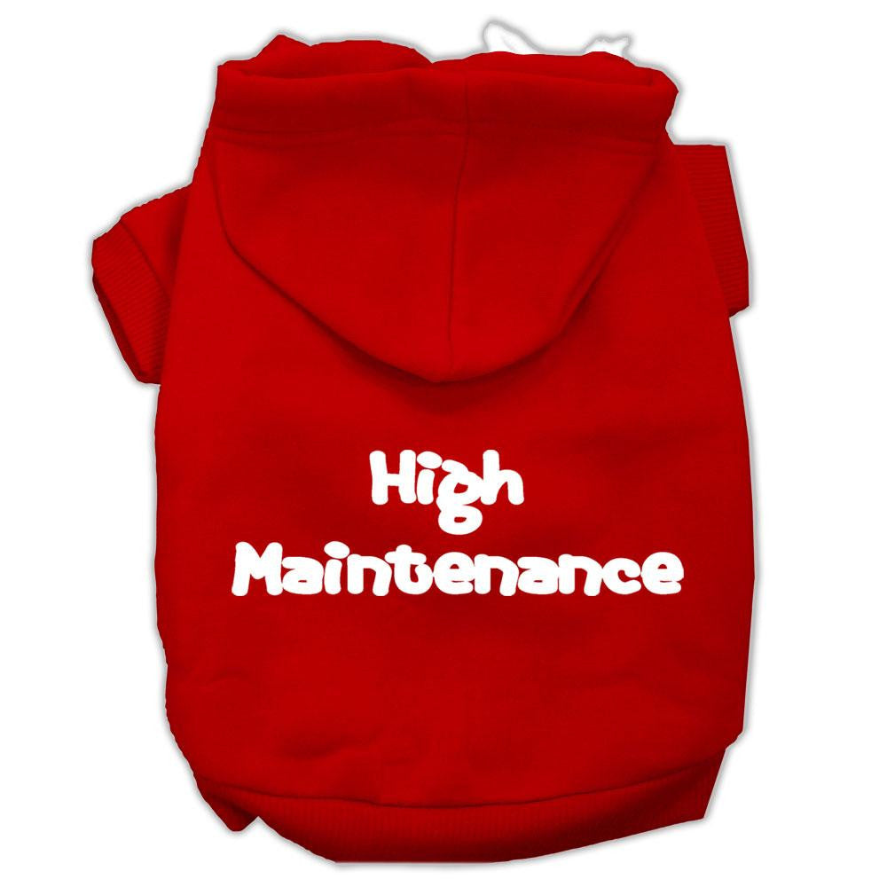 High Maintenance Screen Print Pet Hoodies Red Size XS (8)