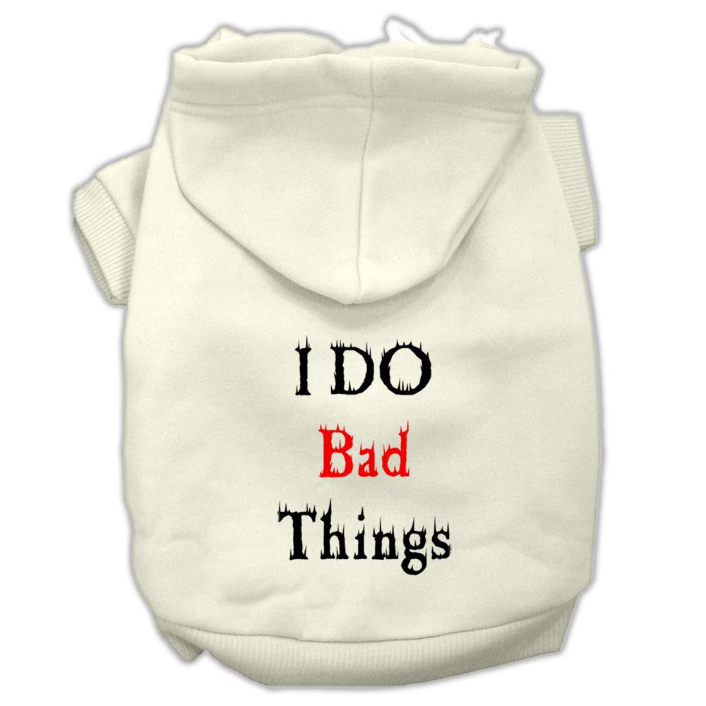 I Do Bad Things Screen Print Pet Hoodies Cream Size L (14)