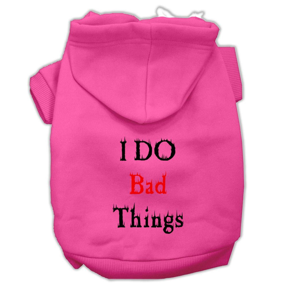 I Do Bad Things Screen Print Pet Hoodies Bright Pink Size M (12)