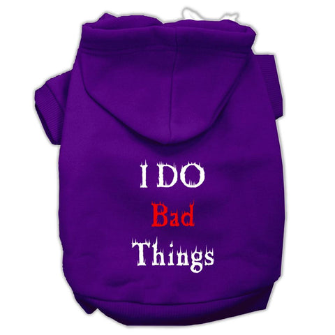 I Do Bad Things Screen Print Pet Hoodies Purple Size M (12)