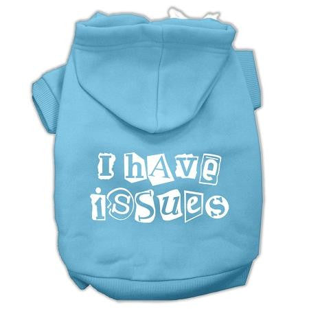 I Have Issues Screen Printed Dog Pet Hoodies Baby Blue Size Lg (14)