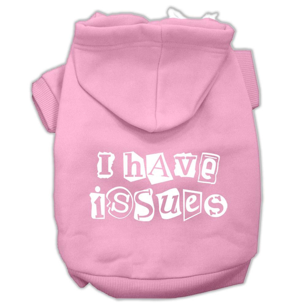 I Have Issues Screen Printed Dog Pet Hoodies Light Pink Size Lg (14)