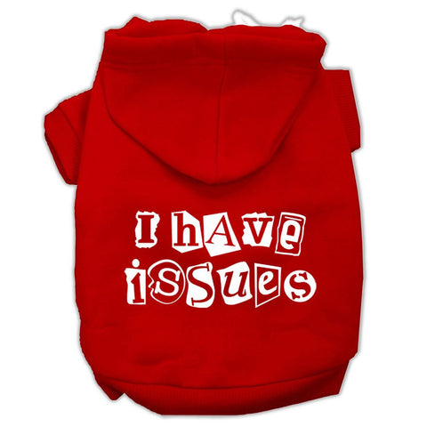 I Have Issues Screen Printed Dog Pet Hoodies Red Size Lg (14)