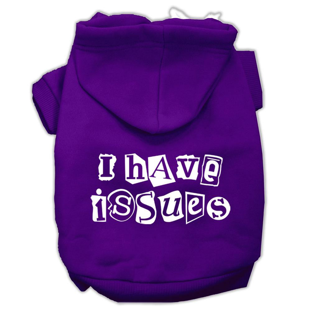 I Have Issues Screen Printed Dog Pet Hoodies Purple Size Sm (10)