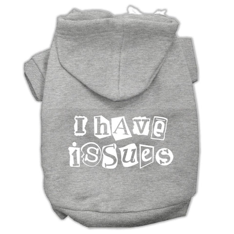 I Have Issues Screen Printed Dog Pet Hoodies Grey Size Xl (16)