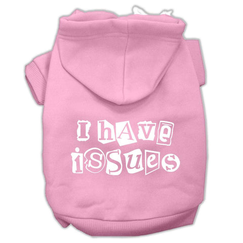 I Have Issues Screen Printed Dog Pet Hoodies Light Pink Size XXL (18)