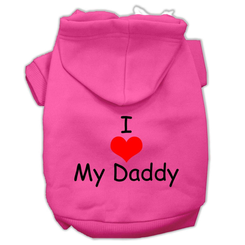 I Love My Daddy Screen Print Pet Hoodies Bright Pink Size Med (12)