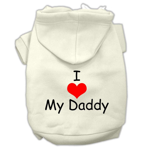 I Love My Daddy Screen Print Pet Hoodies Cream Size XS (8)