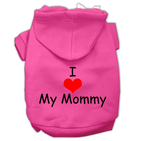 I Love My Mommy Screen Print Pet Hoodies Bright Pink Size Lg (14)