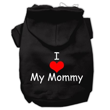 I Love My Mommy Screen Print Pet Hoodies Black Size Med (12)