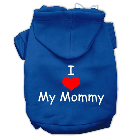 I Love My Mommy Screen Print Pet Hoodies Blue Size Sm (10)