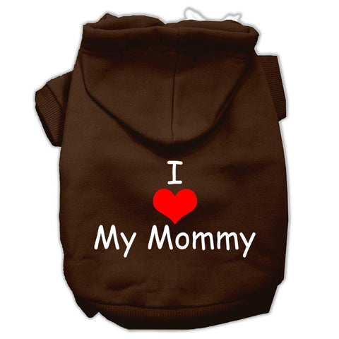 I Love My Mommy Screen Print Pet Hoodies Brown Size XS (8)