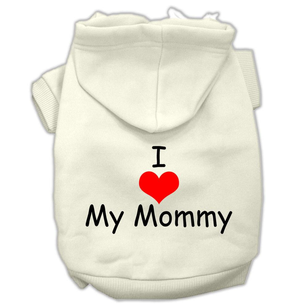 I Love My Mommy Screen Print Pet Hoodies Cream Size XS (8)