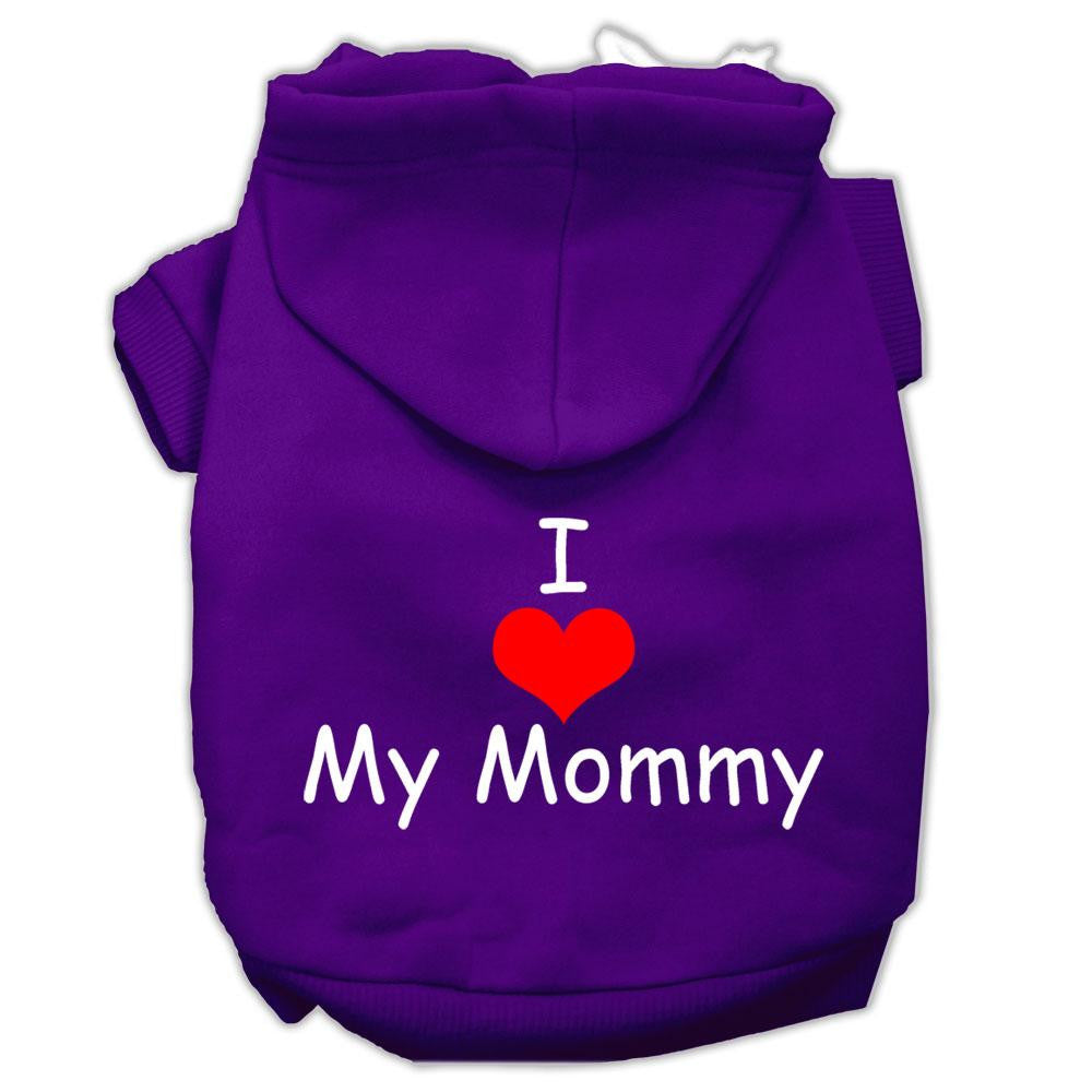 I Love My Mommy Screen Print Pet Hoodies Purple Size XS (8)