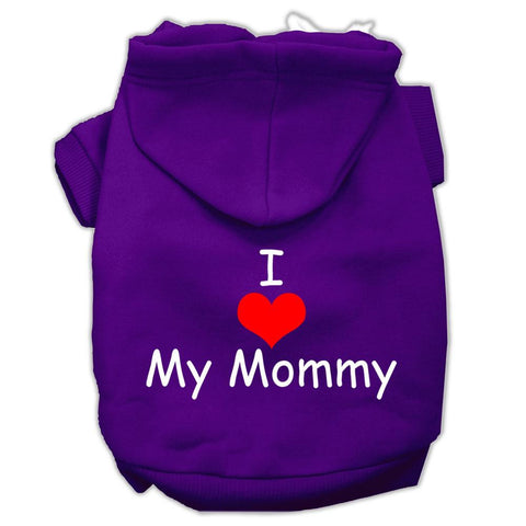 I Love My Mommy Screen Print Pet Hoodies Purple Size XS (8)