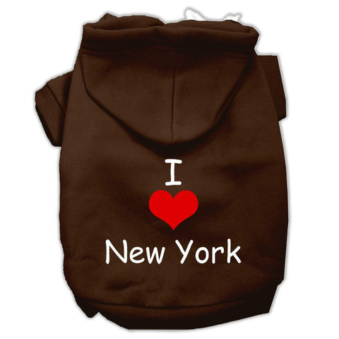 I Love New York Screen Print Pet Hoodies Brown Size Med (12)