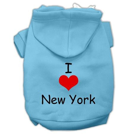 I Love New York Screen Print Pet Hoodies Baby Blue Size Xs (8)