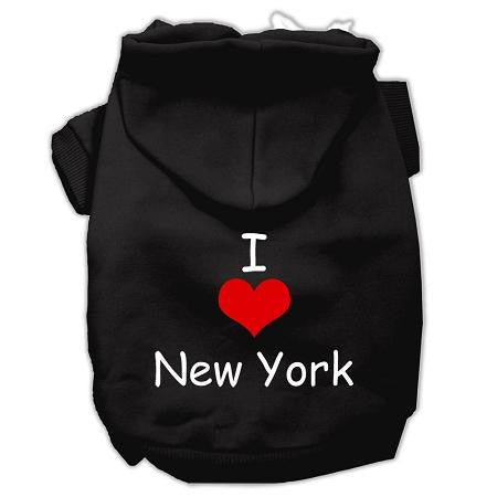 I Love New York Screen Print Pet Hoodies Black Size XS (8)