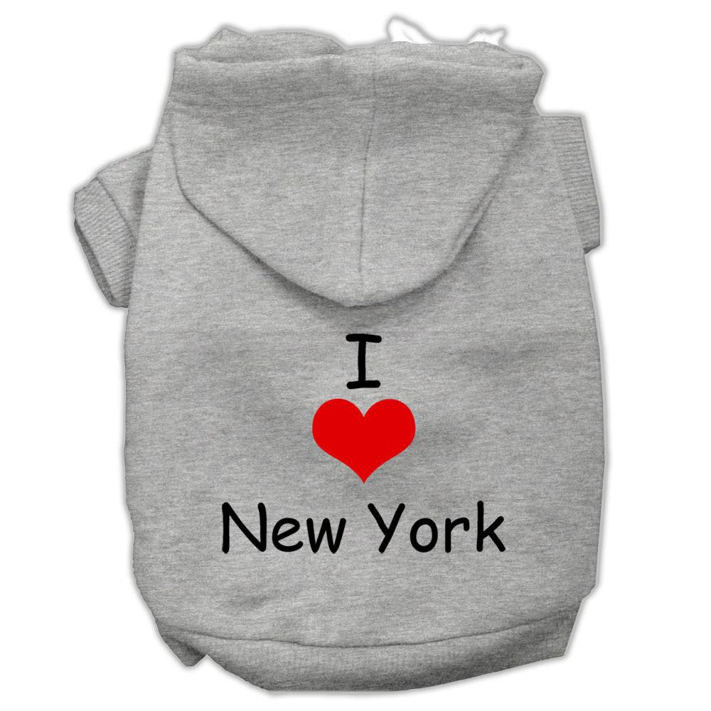 I Love New York Screen Print Pet Hoodies Grey Size Xs (8)