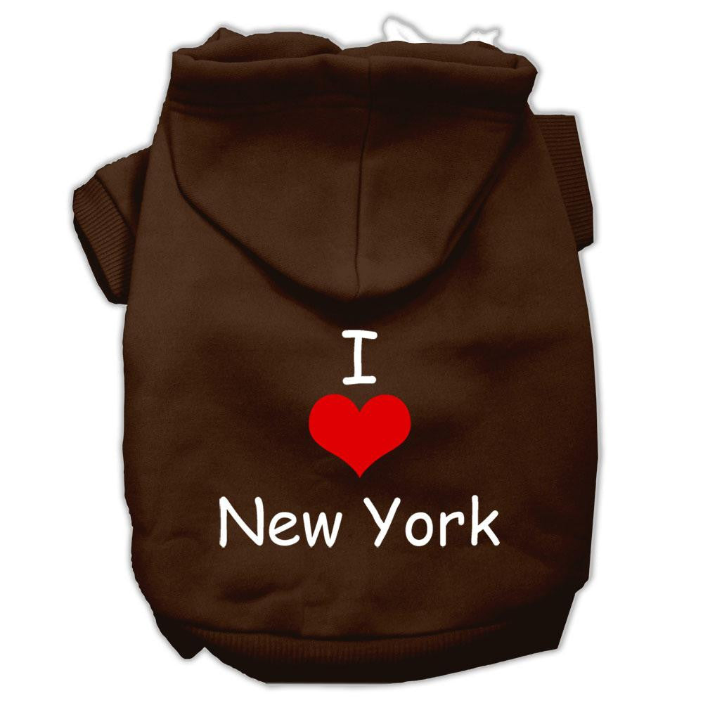 I Love New York Screen Print Pet Hoodies Brown Size XXL (18)