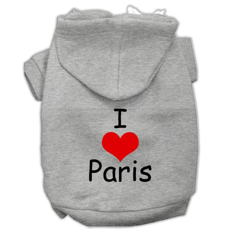 I Love Paris Screen Print Pet Hoodies Grey Size Med (12)