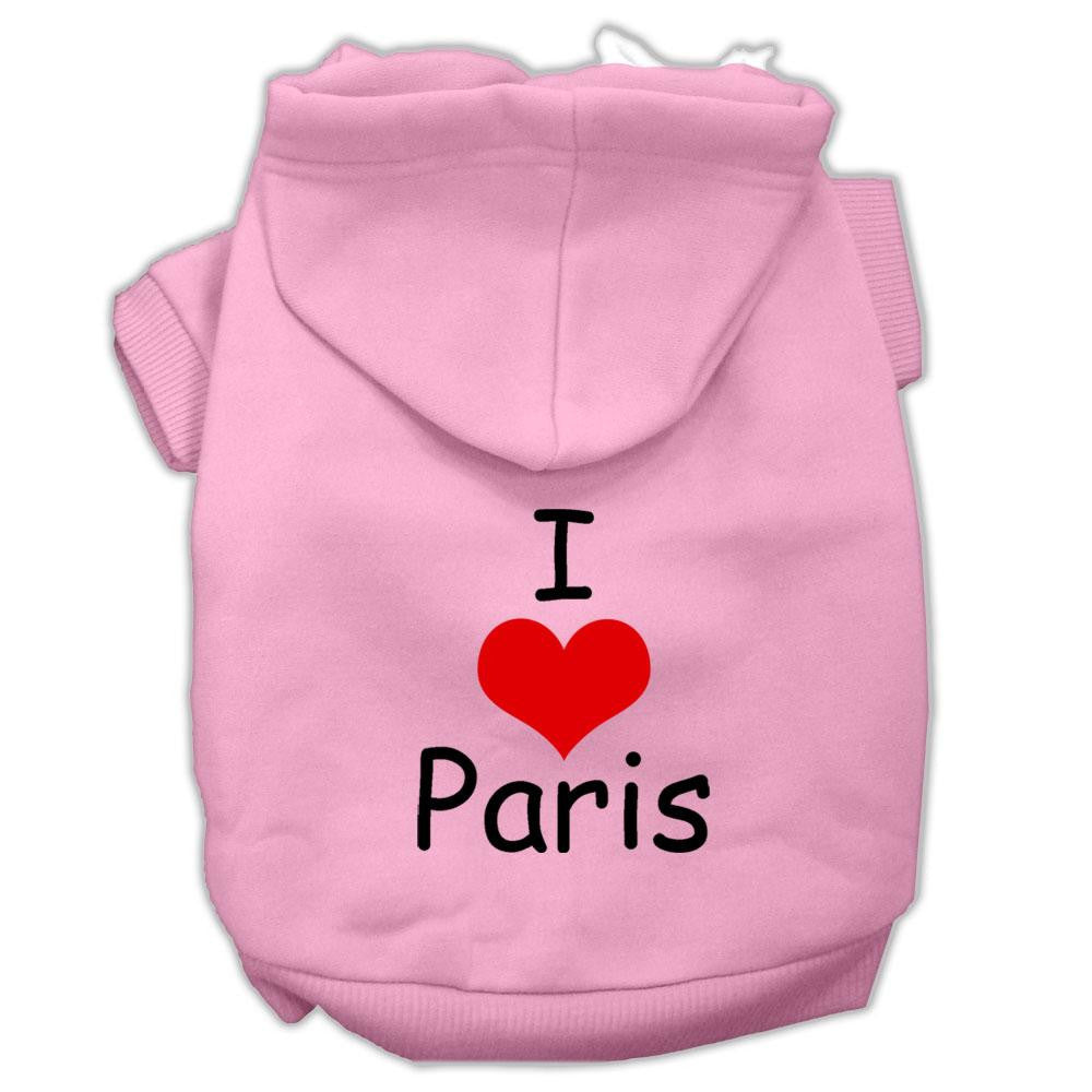 I Love Paris Screen Print Pet Hoodies Pink Size Xs (8)