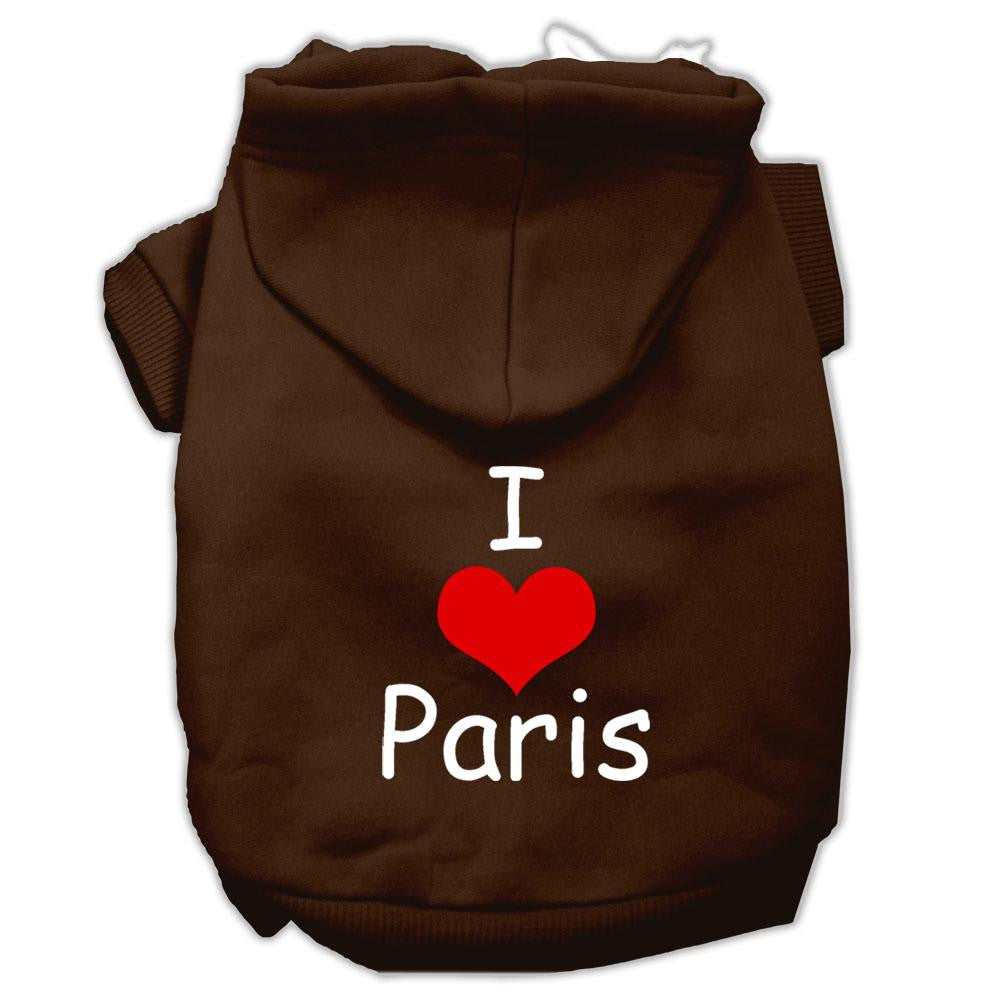 I Love Paris Screen Print Pet Hoodies Brown Size XXL (18)