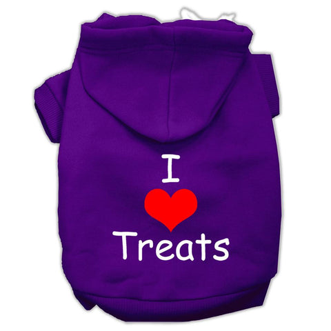 I Love Treats Screen Print Pet Hoodies Purple Size Lg (14)