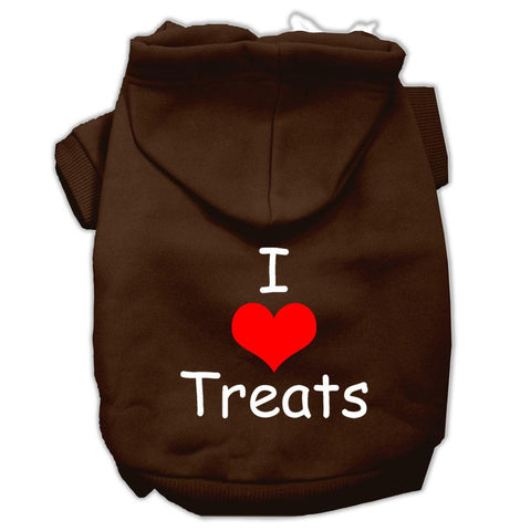 I Love Treats Screen Print Pet Hoodies Brown Size XS (8)