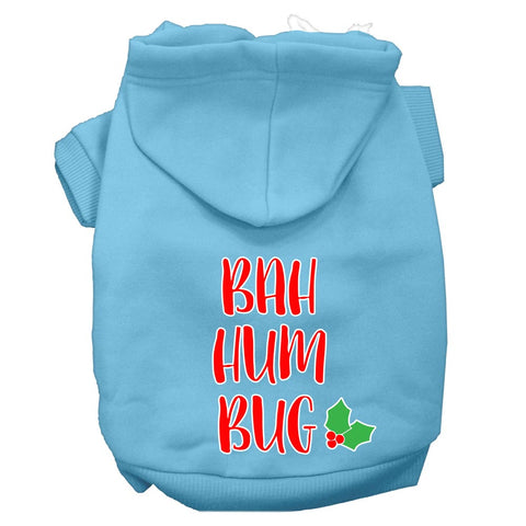 Bah Humbug Screen Print Dog Hoodie Baby Blue L