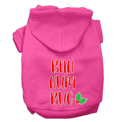 Bah Humbug Screen Print Dog Hoodie Bright Pink M