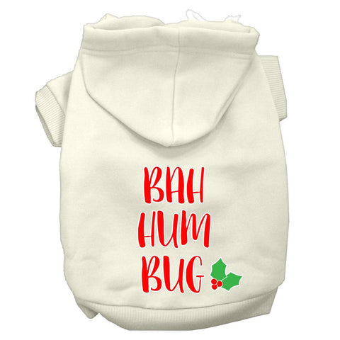 Bah Humbug Screen Print Dog Hoodie Cream L