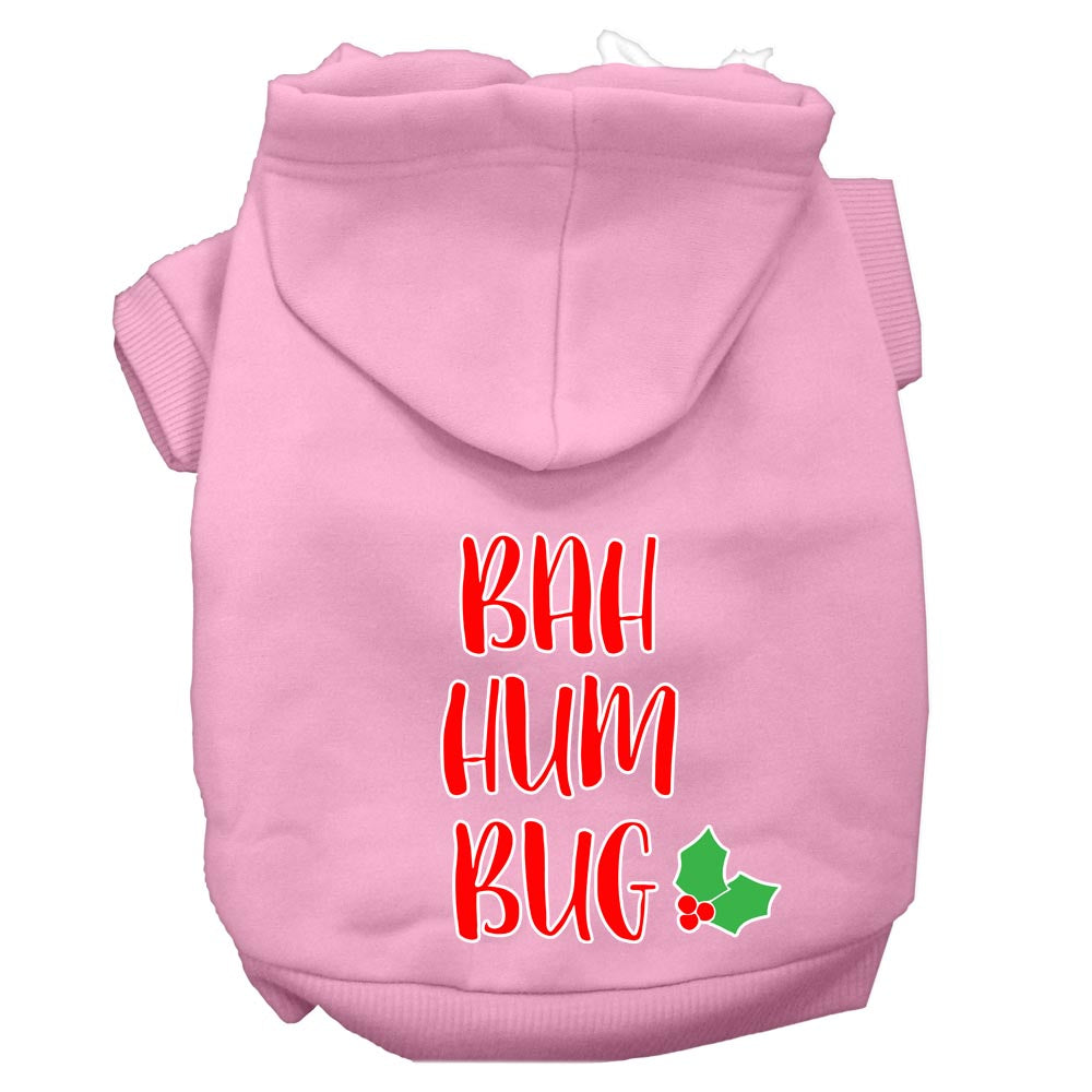 Bah Humbug Screen Print Dog Hoodie Light Pink L