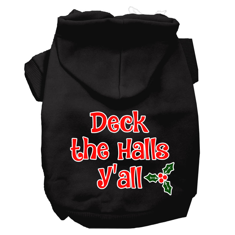 Deck The Halls Y'all Screen Print Dog Hoodie Black M